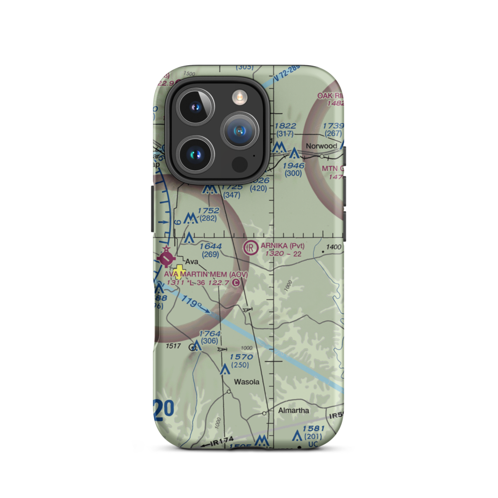 Arnika Ranch Airport (MO77) VFR Sectional  Tough iPhone Case iPhone 16 Pro model shown