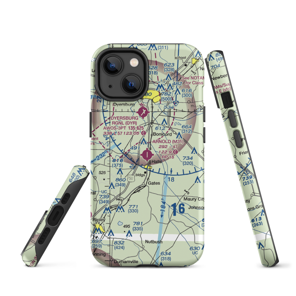 Arnold Field (M31) VFR Sectional  Tough iPhone Case iPhone 14 model shown