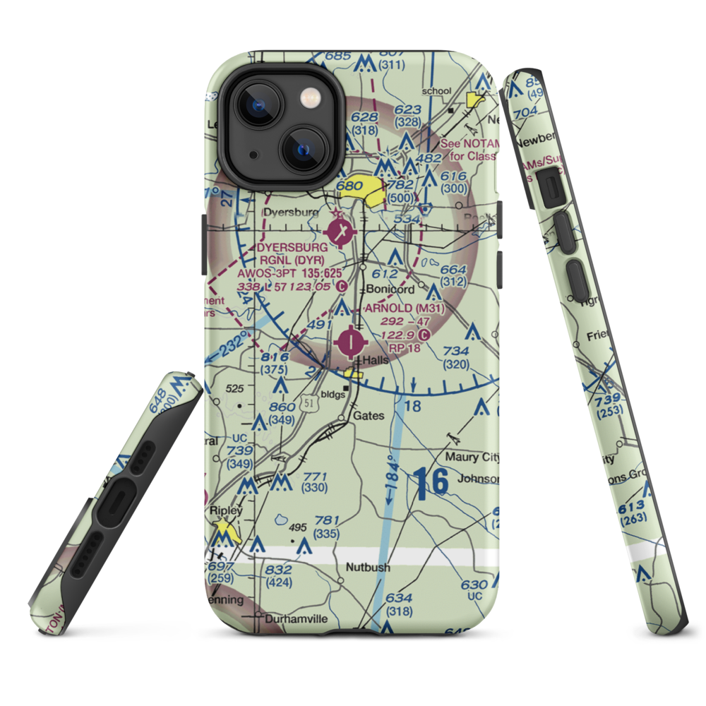 Arnold Field (M31) VFR Sectional  Tough iPhone Case iPhone 14 Plus model shown
