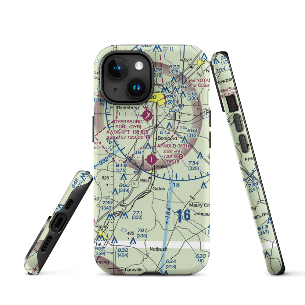 Arnold Field (M31) VFR Sectional  Tough iPhone Case iPhone 15 model shown