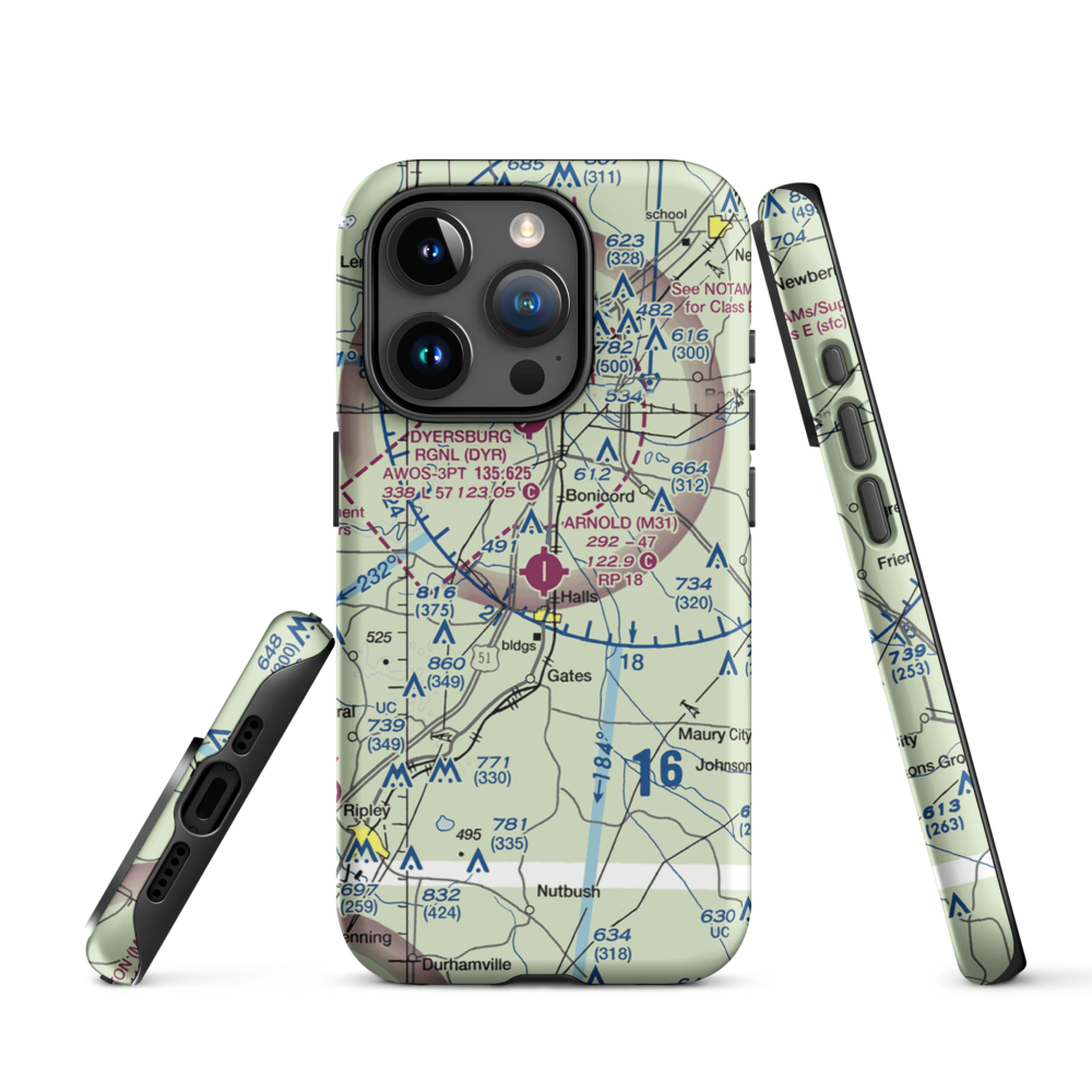 Arnold Field (M31) VFR Sectional  Tough iPhone Case iPhone 15 Pro model shown
