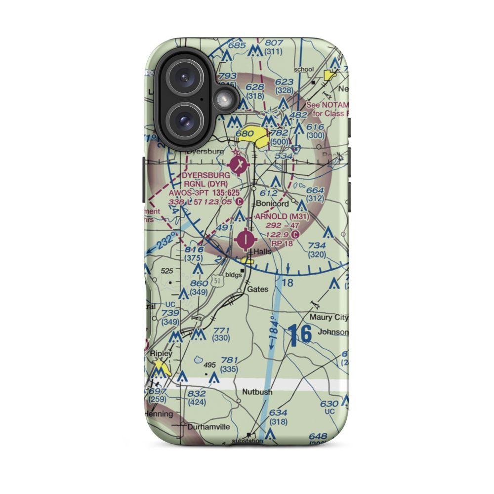 Arnold Field (M31) VFR Sectional  Tough iPhone Case iPhone 16 Plus model shown