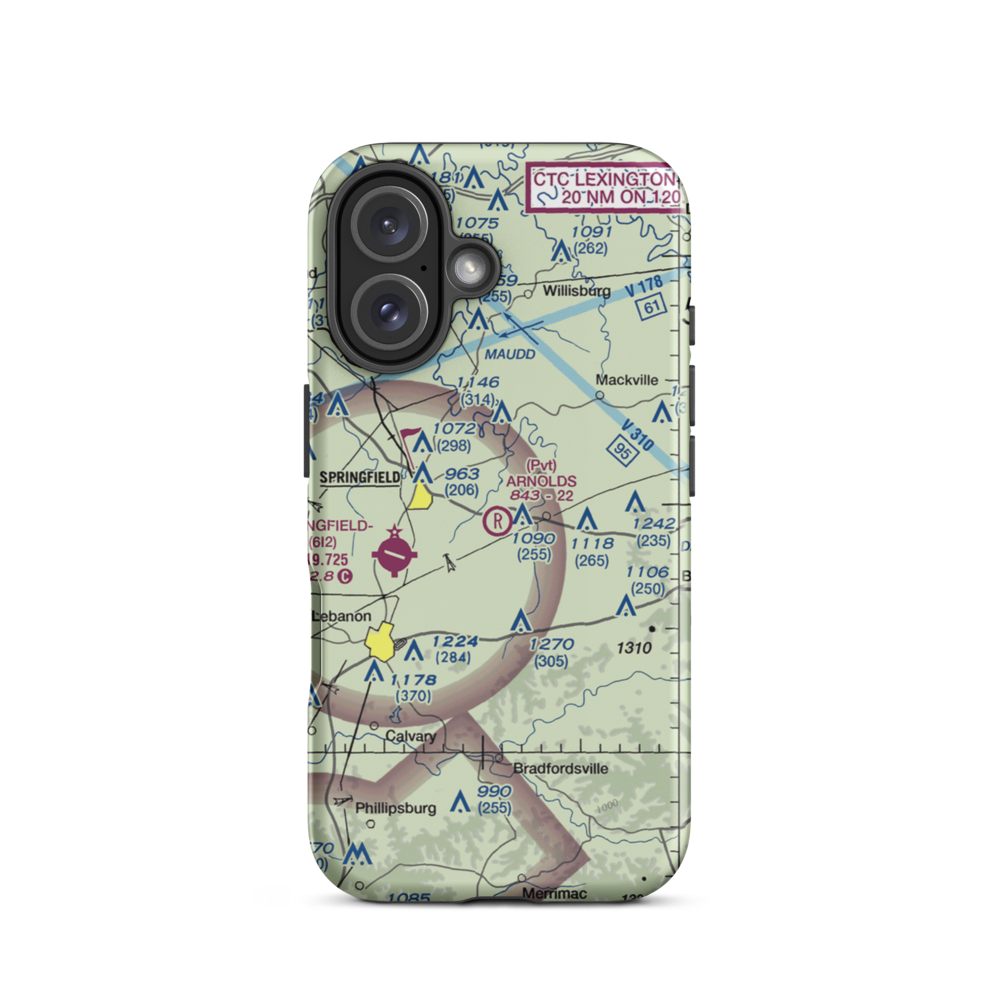 Arnolds Airport (36KY) VFR Sectional  Tough iPhone Case iPhone 16 model shown
