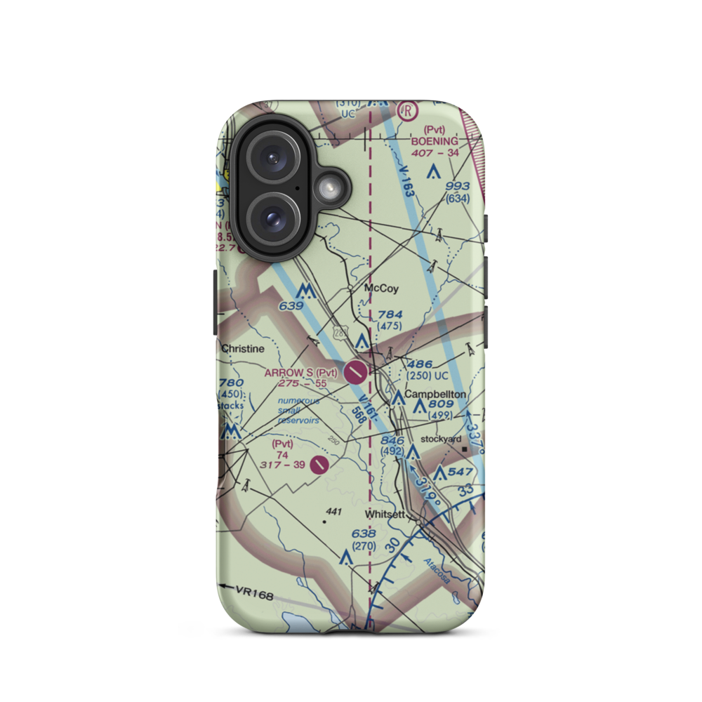 Arrow 'S' Ranch Airport (TE26) VFR Sectional  Tough iPhone Case iPhone 16 model shown