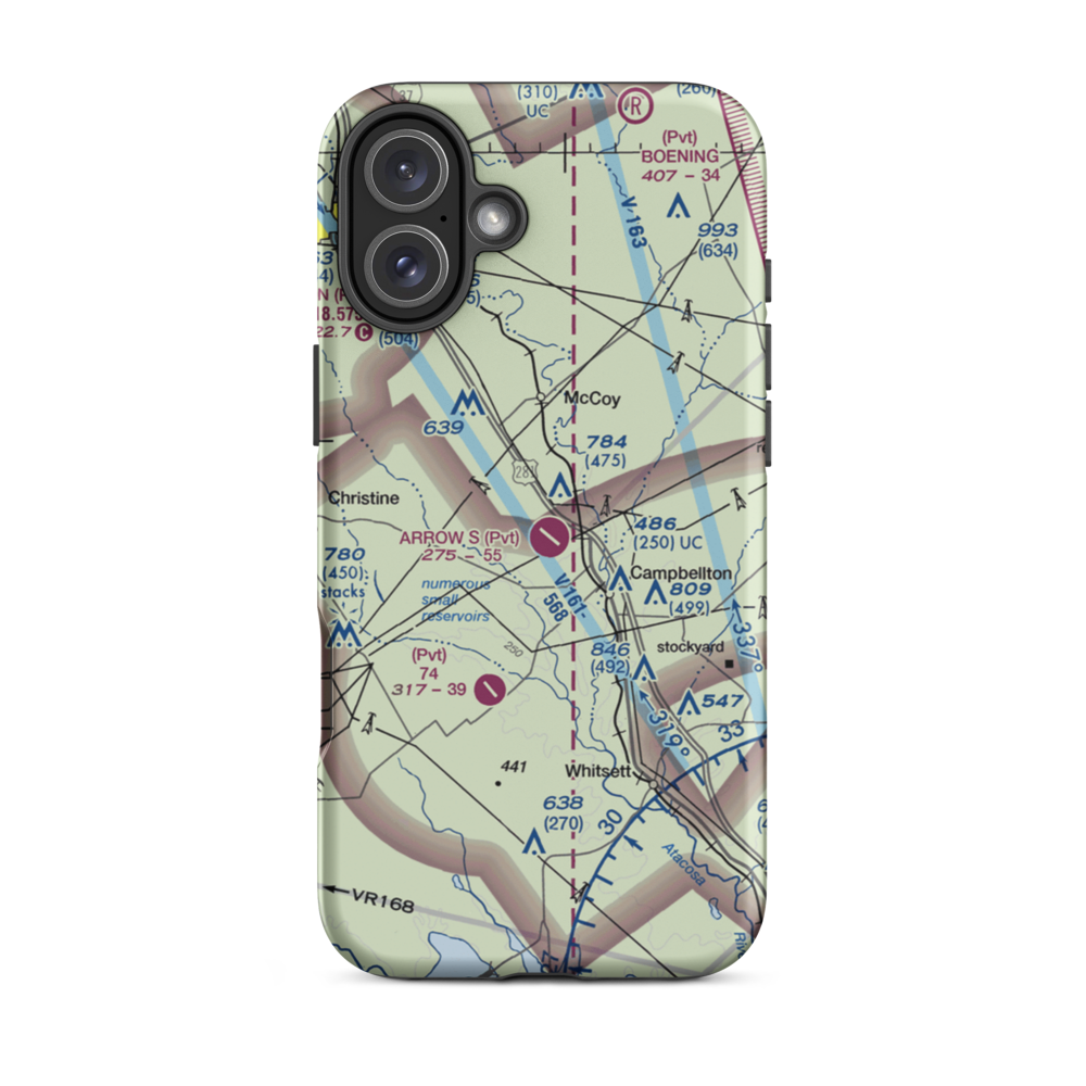 Arrow 'S' Ranch Airport (TE26) VFR Sectional  Tough iPhone Case iPhone 16 Plus model shown