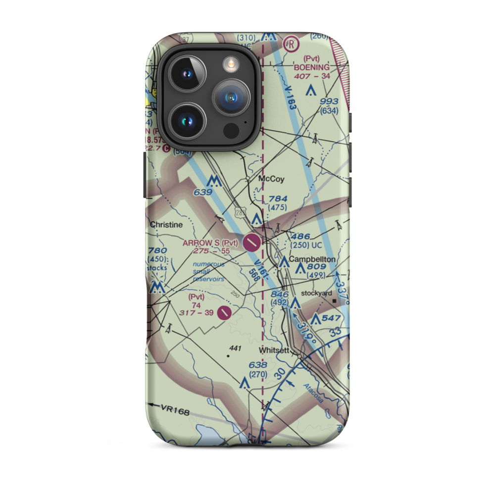 Arrow 'S' Ranch Airport (TE26) VFR Sectional  Tough iPhone Case iPhone 16 Pro Max model shown