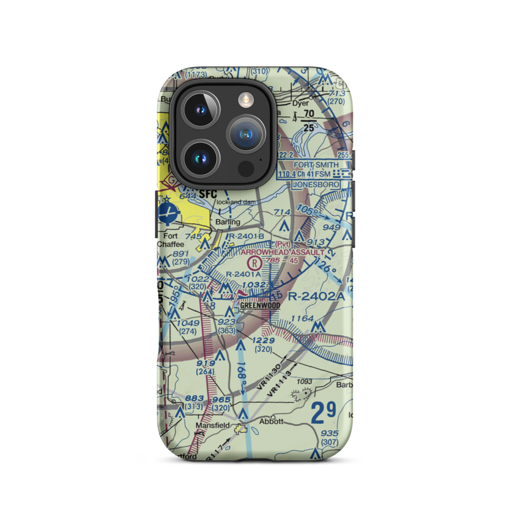 Arrowhead Assault Strip (AZU) VFR Sectional  Tough iPhone Case iPhone 16 Pro model shown
