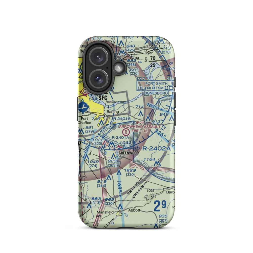 Arrowhead Assault Strip (KAZU) VFR Sectional  Tough iPhone Case iPhone 16 model shown