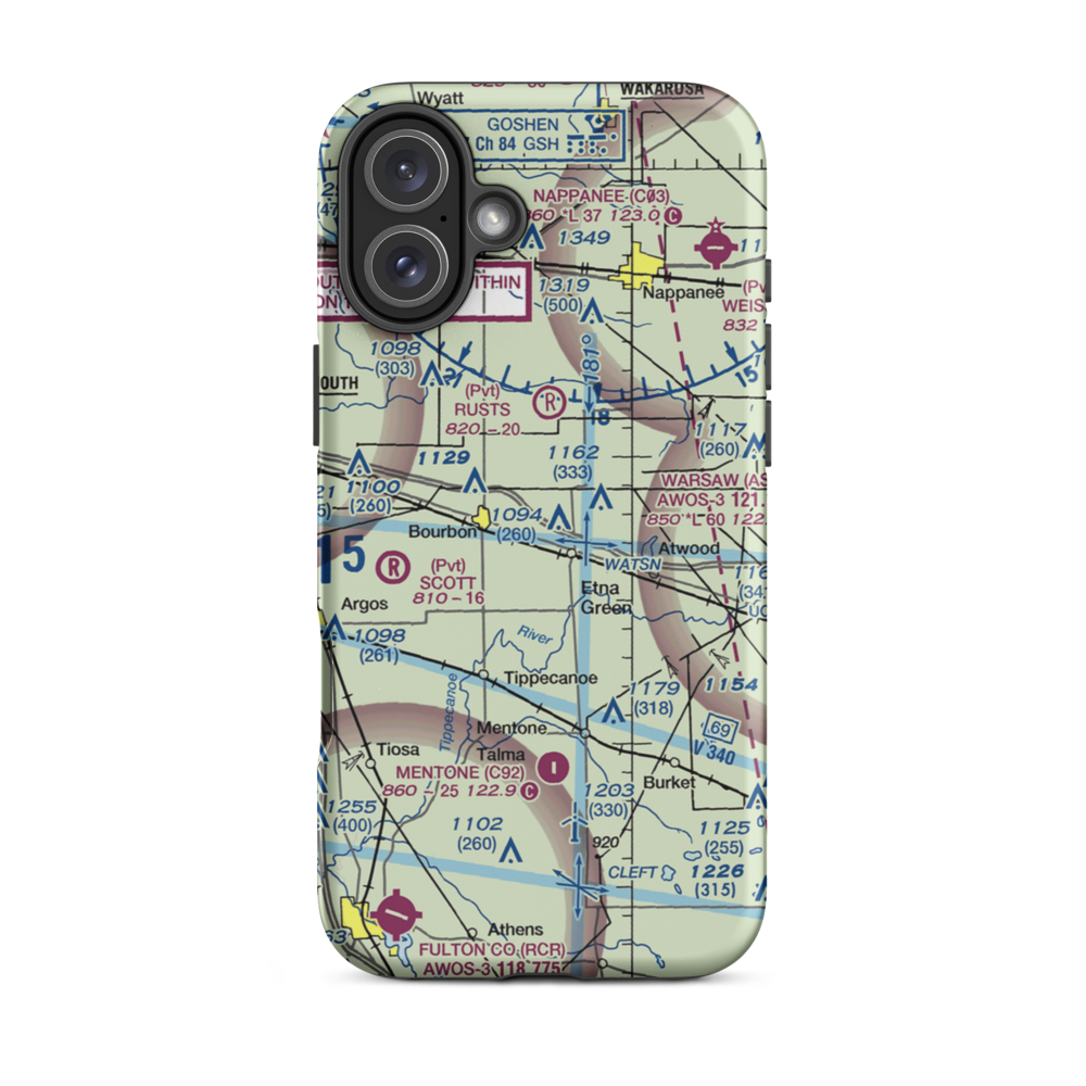 Arrowhead Farm Airport (IN11) VFR Sectional  Tough iPhone Case iPhone 16 Plus model shown