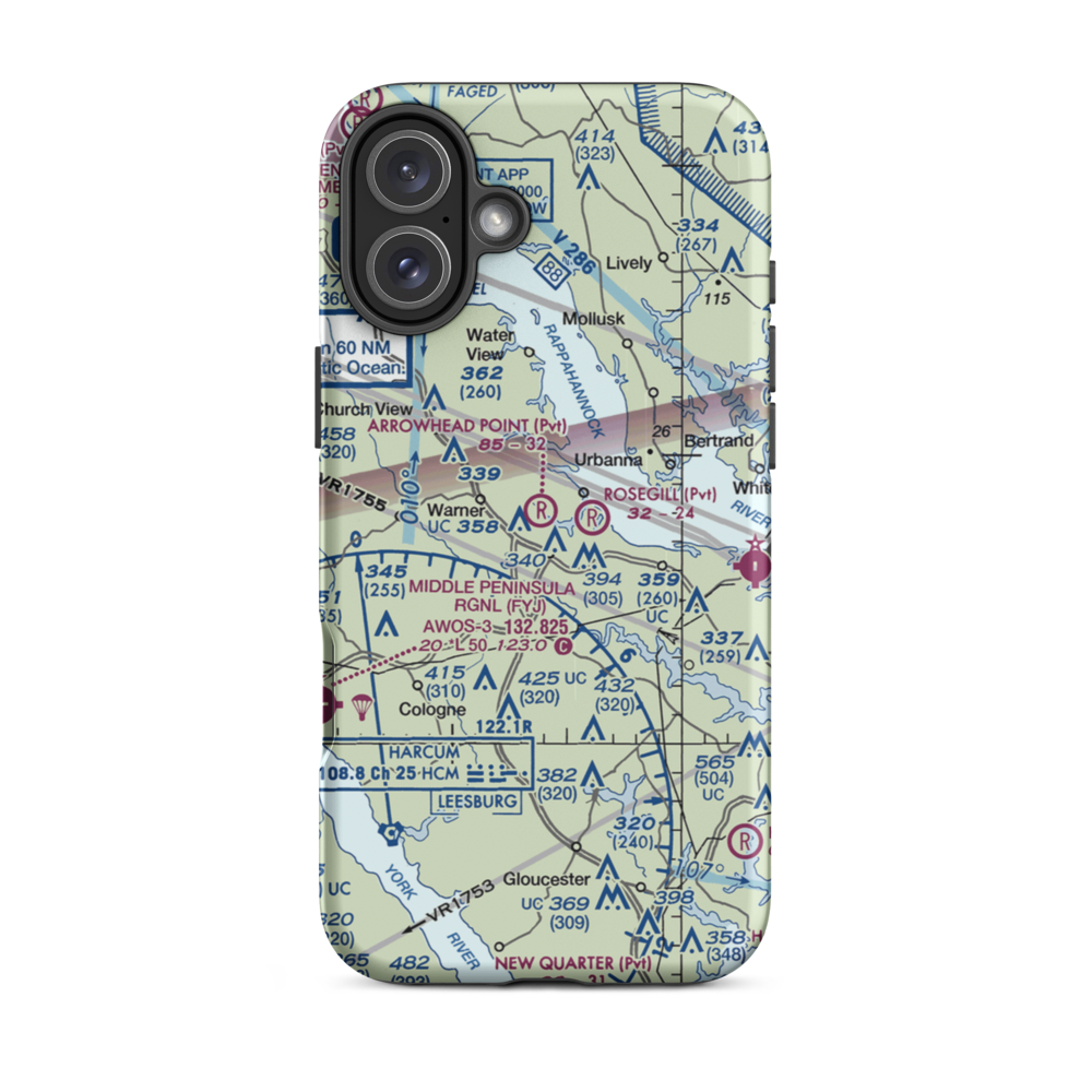 Arrowhead Point Airport (2VA6) VFR Sectional  Tough iPhone Case iPhone 16 Plus model shown