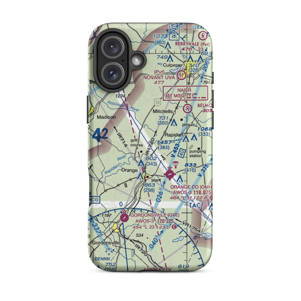 Arrowpoint Airport (VG43) VFR Sectional  Tough iPhone Case iPhone 16 Plus model shown