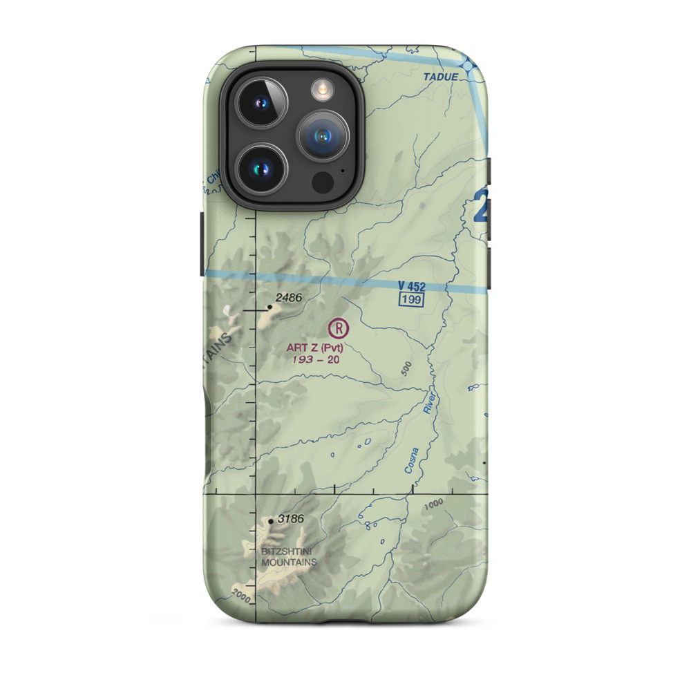 Art Z Airport (7AK0) VFR Sectional  Tough iPhone Case iPhone 16 Pro Max model shown