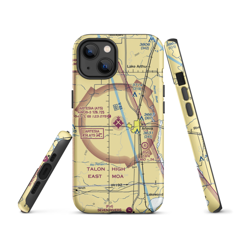 Artesia Municipal Airport (ATS) VFR Sectional  Tough iPhone Case iPhone 13 model shown