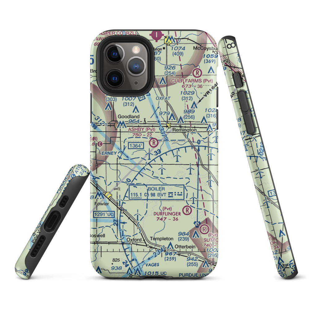 Ashby Airport (II26) VFR Sectional  Tough iPhone Case iPhone 11 Pro model shown