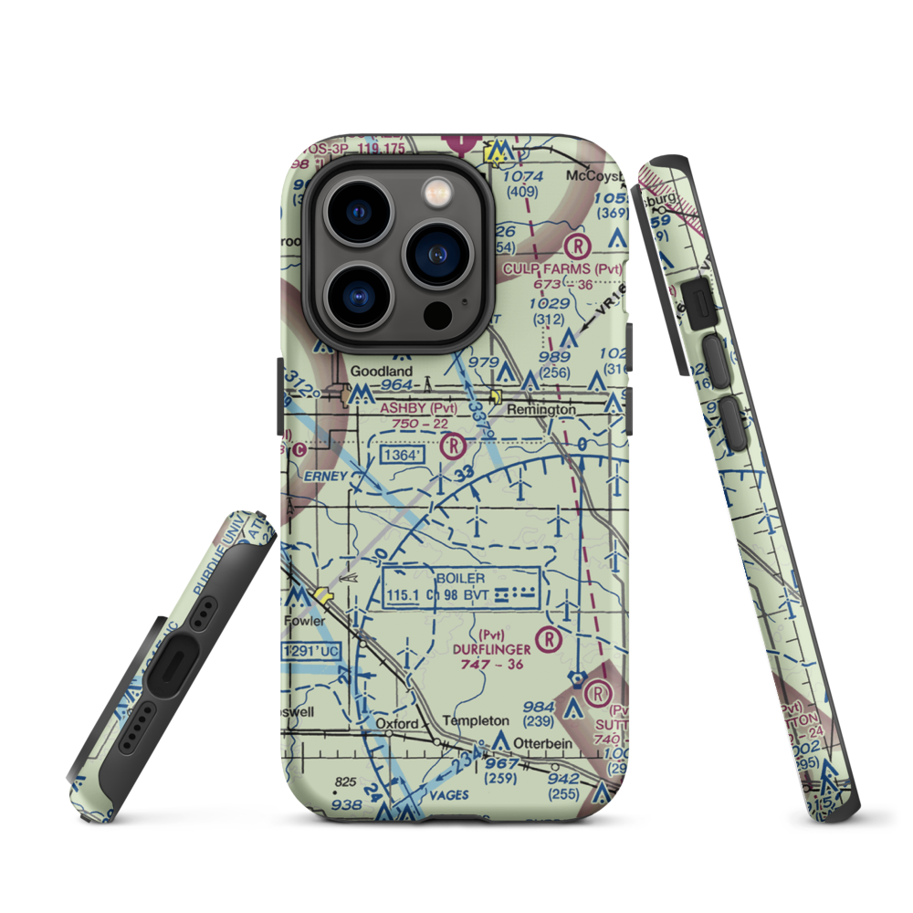 Ashby Airport (II26) VFR Sectional  Tough iPhone Case iPhone 14 Pro model shown