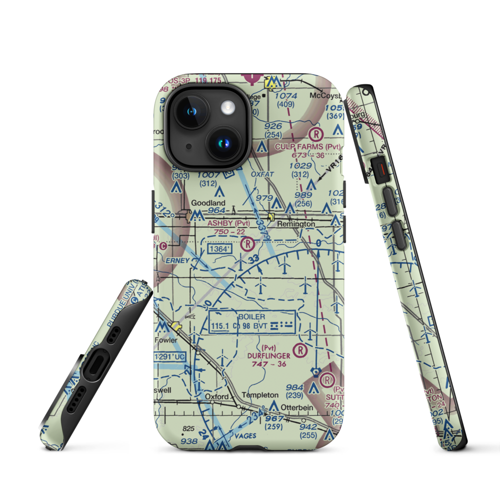 Ashby Airport (II26) VFR Sectional  Tough iPhone Case iPhone 15 model shown