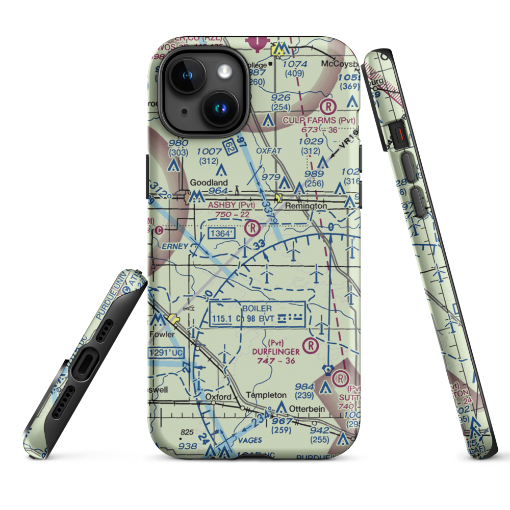 Ashby Airport (II26) VFR Sectional  Tough iPhone Case iPhone 15 Plus model shown