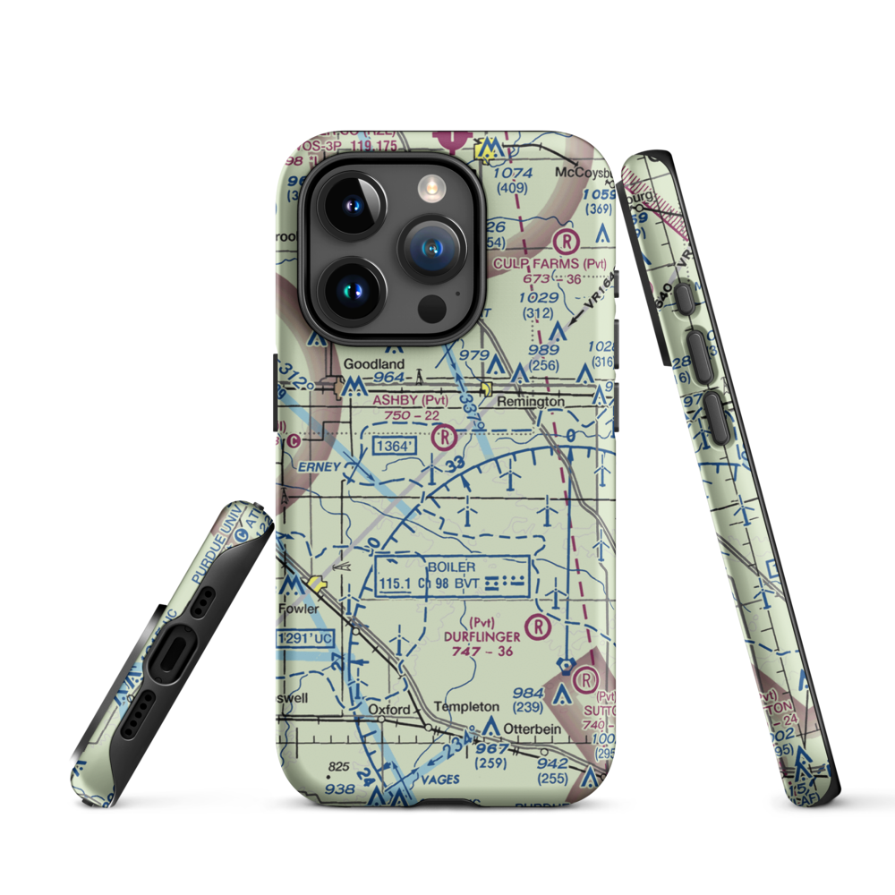 Ashby Airport (II26) VFR Sectional  Tough iPhone Case iPhone 15 Pro model shown