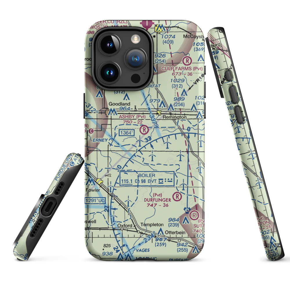 Ashby Airport (II26) VFR Sectional  Tough iPhone Case iPhone 15 Pro Max model shown