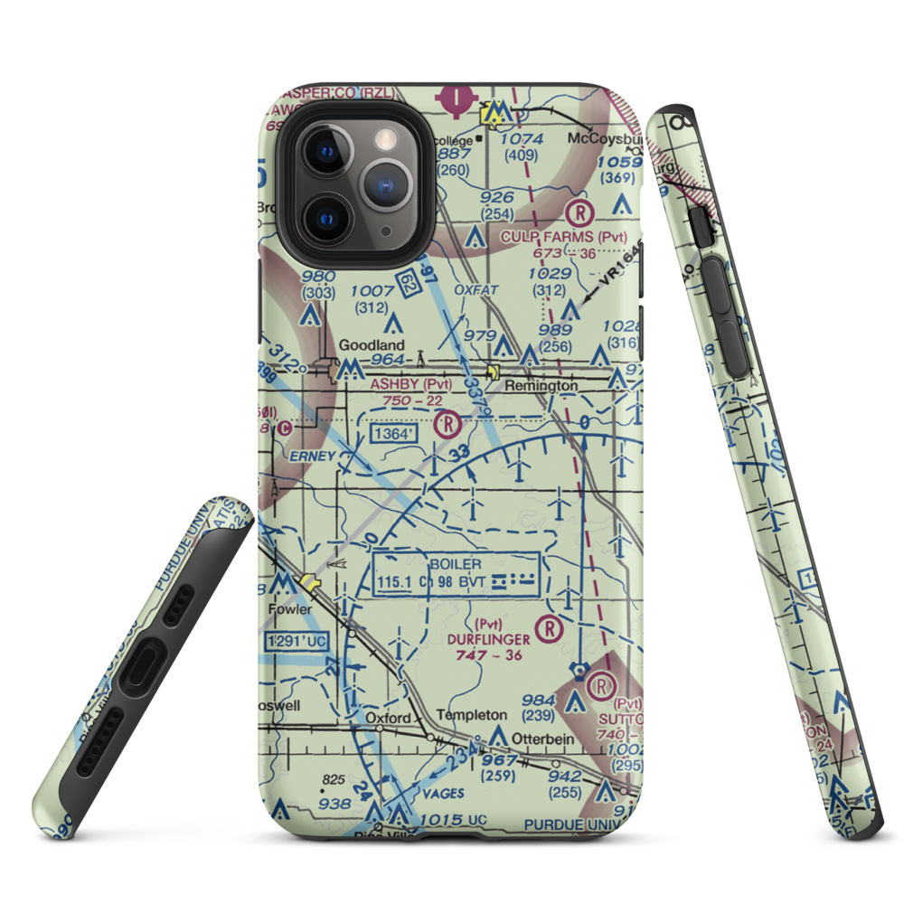 Ashby Airport (II26) VFR Sectional  Tough iPhone Case iPhone 11 Pro Max model shown