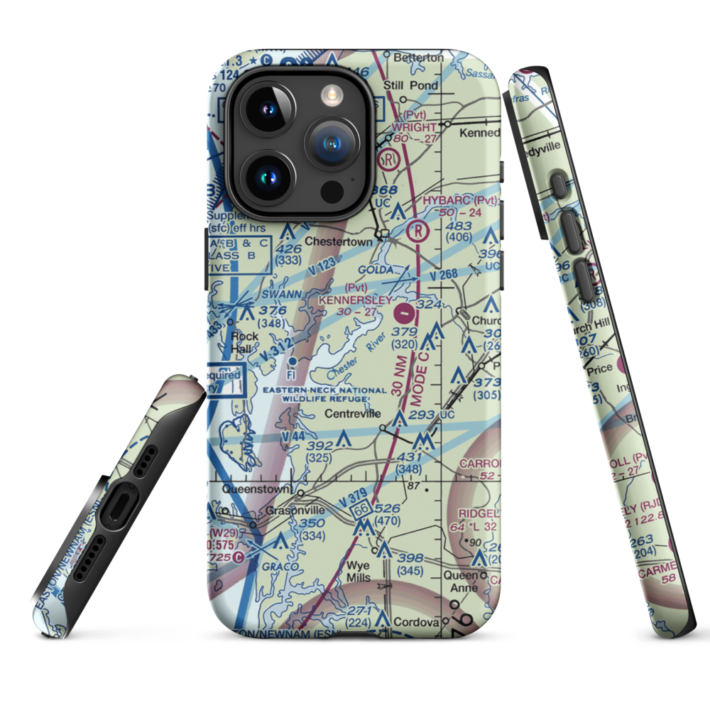 Ashland Landing Farm Airport (MD21) VFR Sectional  Tough iPhone Case iPhone 15 Pro Max model shown