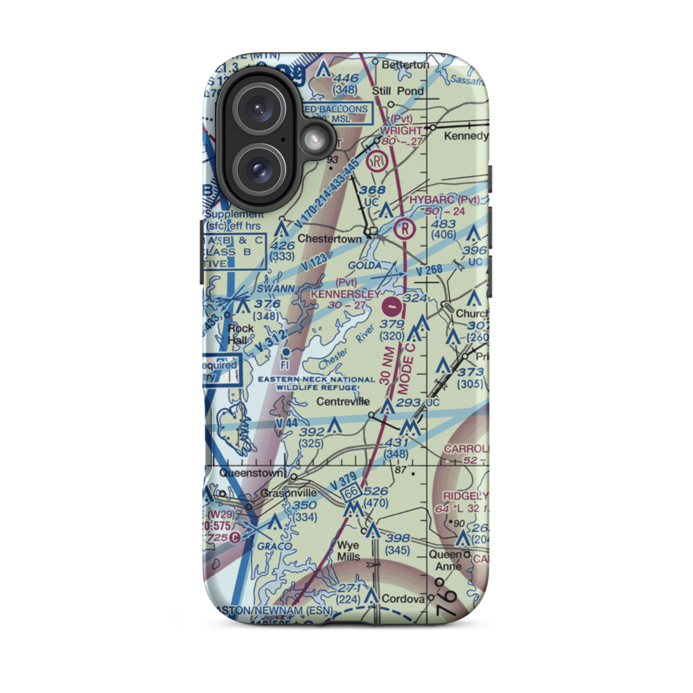 Ashland Landing Farm Airport (MD21) VFR Sectional  Tough iPhone Case iPhone 16 Plus model shown