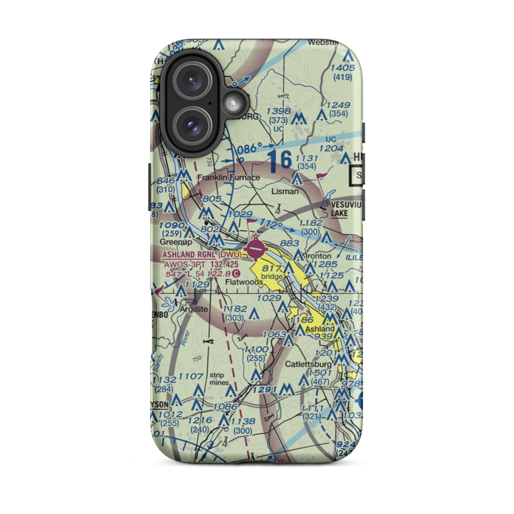 Ashland Regional Airport (DWU) VFR Sectional  Tough iPhone Case iPhone 16 Plus model shown