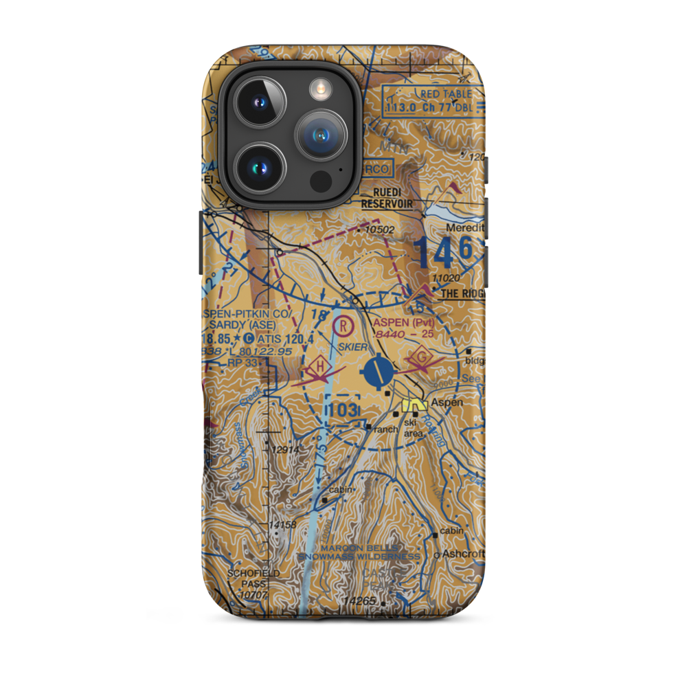 Aspen Gliderport (CO03) VFR Sectional  Tough iPhone Case iPhone 16 Pro Max model shown