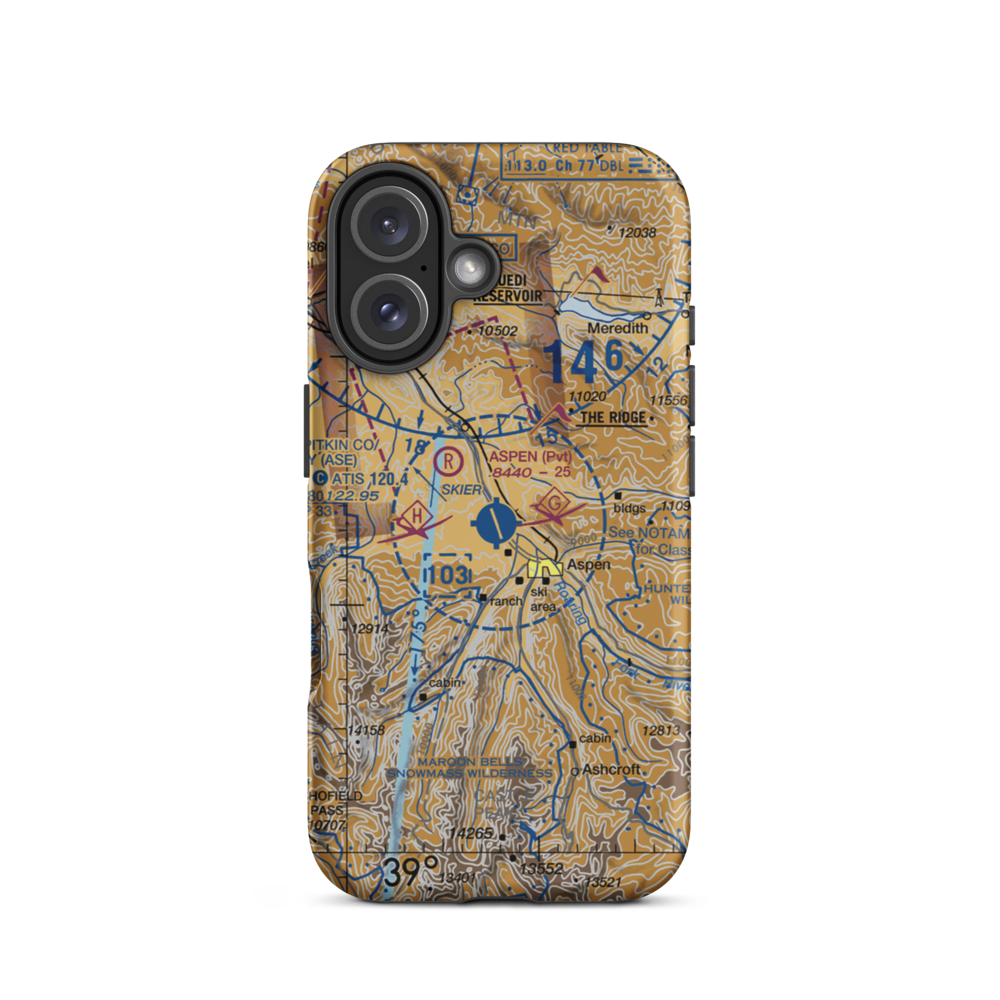 Aspen-Pitkin Co/Sardy Field (ASE) VFR Sectional  Tough iPhone Case iPhone 16 model shown