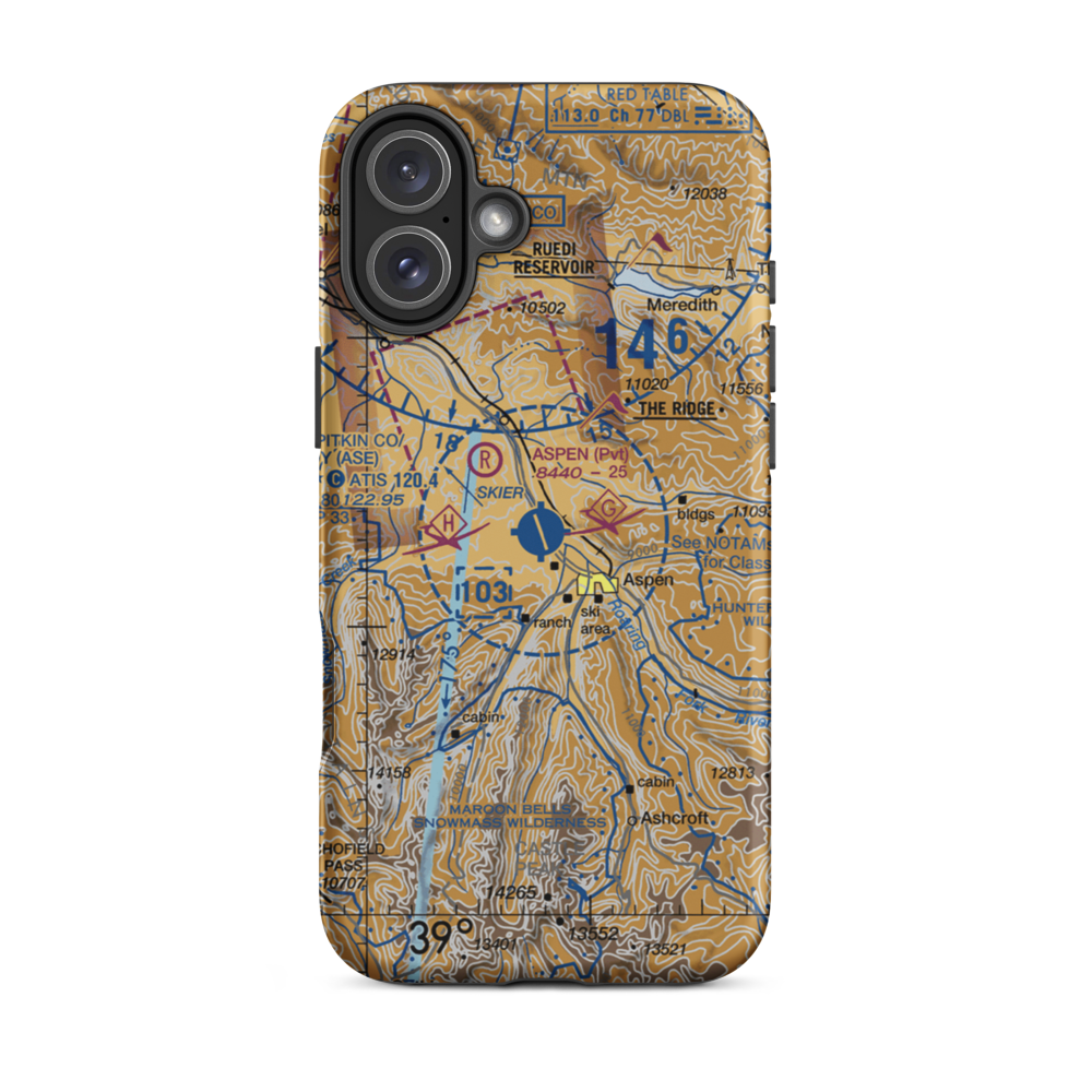Aspen-Pitkin Co/Sardy Field (ASE) VFR Sectional  Tough iPhone Case iPhone 16 Plus model shown