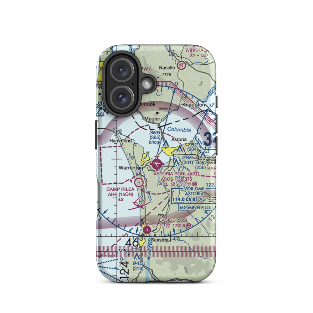 Astoria Regional Airport (AST) VFR Sectional  Tough iPhone Case iPhone 16 model shown