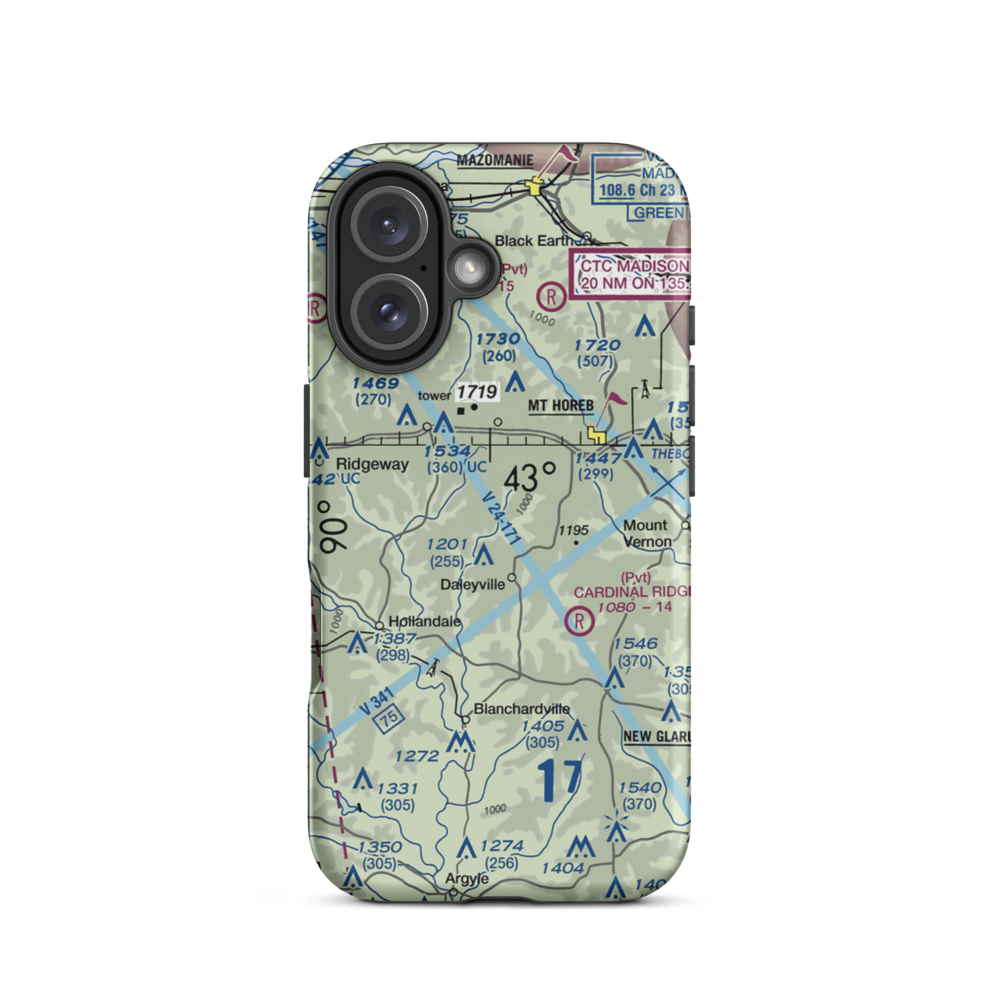 Atkins Ridge Airport (WI43) VFR Sectional  Tough iPhone Case iPhone 16 model shown