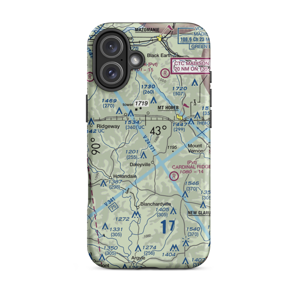Atkins Ridge Airport (WI43) VFR Sectional  Tough iPhone Case iPhone 16 Plus model shown
