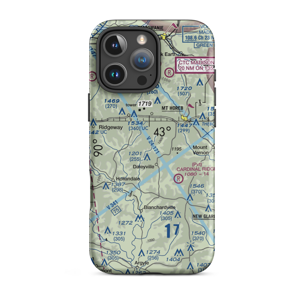 Atkins Ridge Airport (WI43) VFR Sectional  Tough iPhone Case iPhone 16 Pro Max model shown