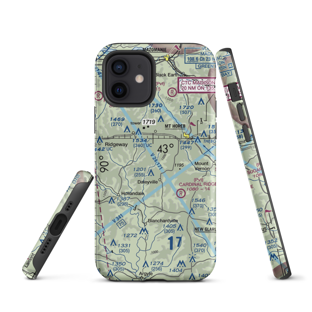 Atkins Ridge Airport (WI43) VFR Sectional  Tough iPhone Case iPhone 12 model shown