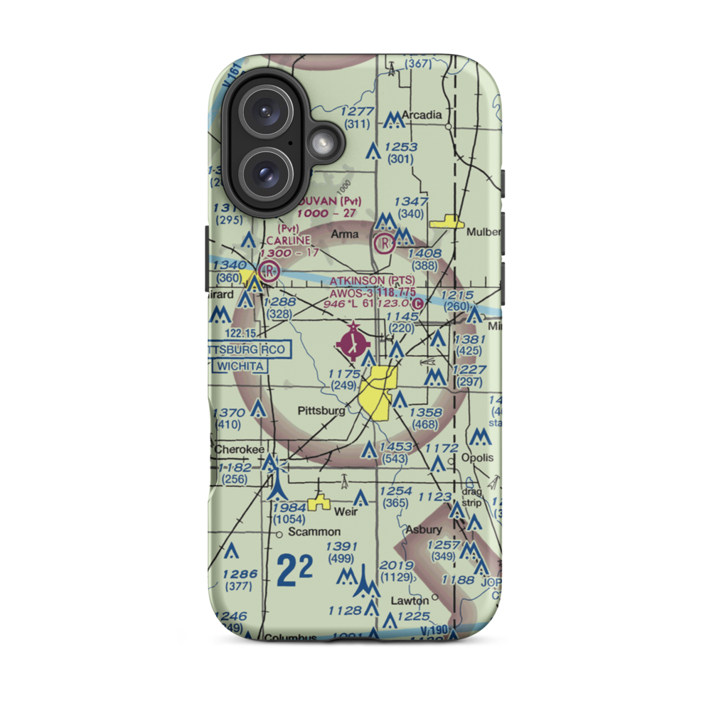 Atkinson Municipal Airport (PTS) VFR Sectional  Tough iPhone Case iPhone 16 Plus model shown