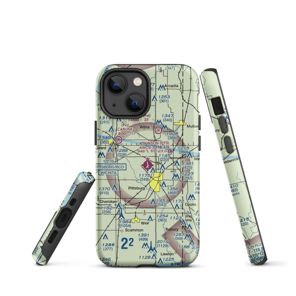 Atkinson Municipal Airport (PTS) VFR Sectional  Tough iPhone Case iPhone 13 mini model shown