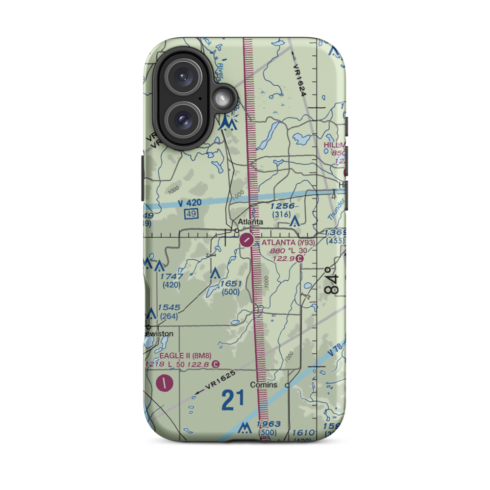 Atlanta Municipal Airport (Y93) VFR Sectional  Tough iPhone Case iPhone 16 Plus model shown