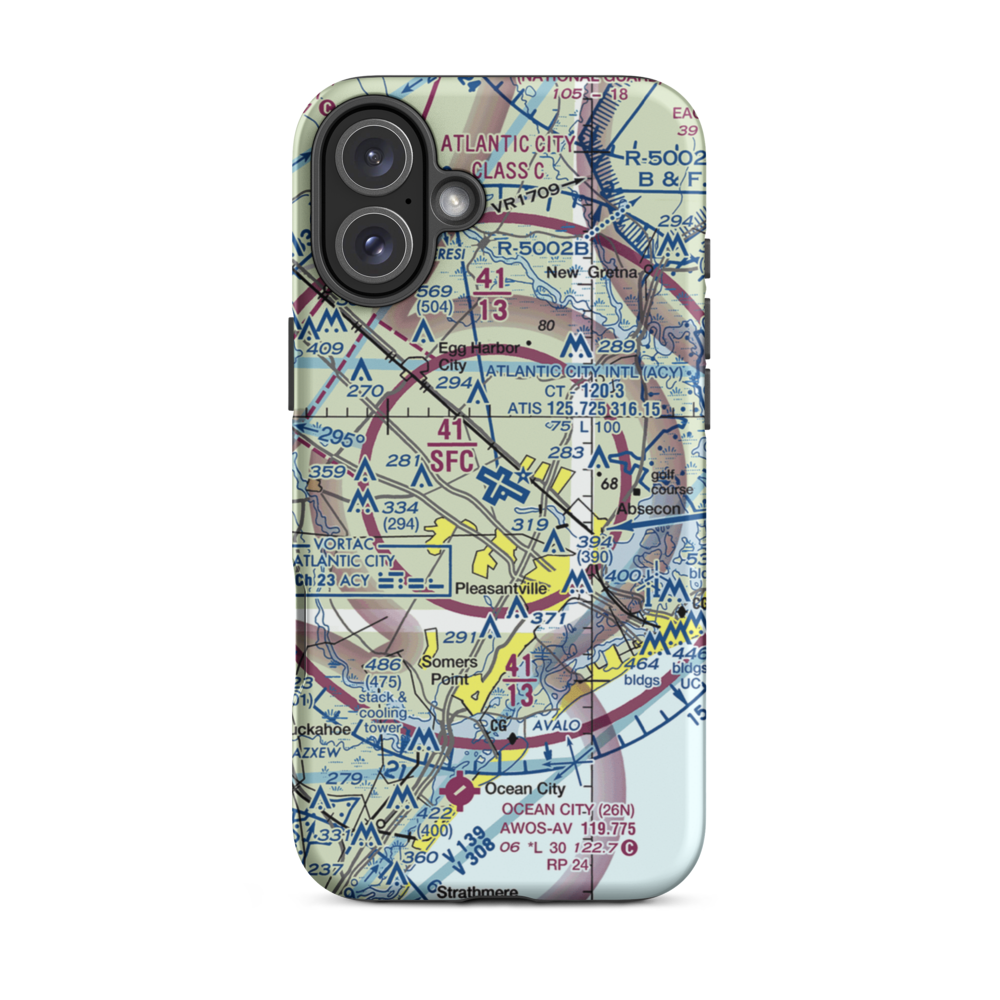 Atlantic City International Airport (ACY) VFR Sectional  Tough iPhone Case iPhone 16 Plus model shown