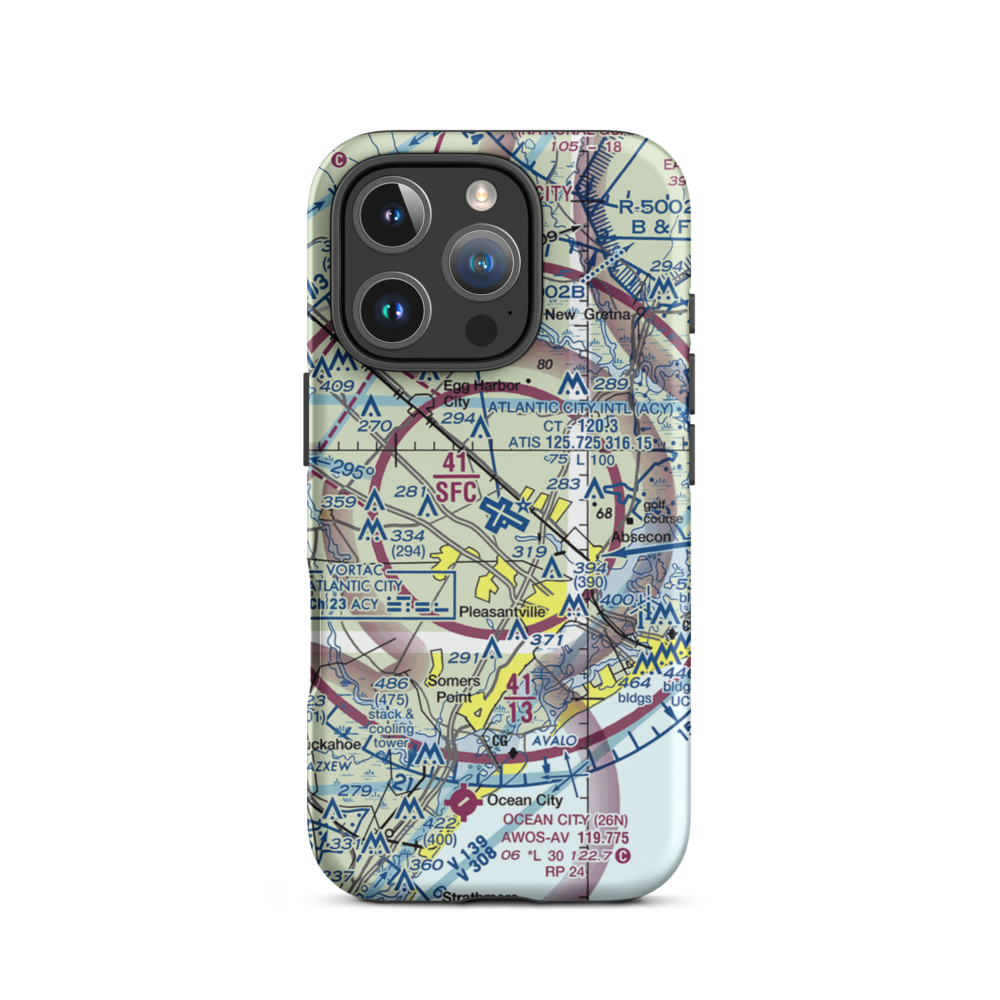 Atlantic City International Airport (ACY) VFR Sectional  Tough iPhone Case iPhone 16 Pro model shown