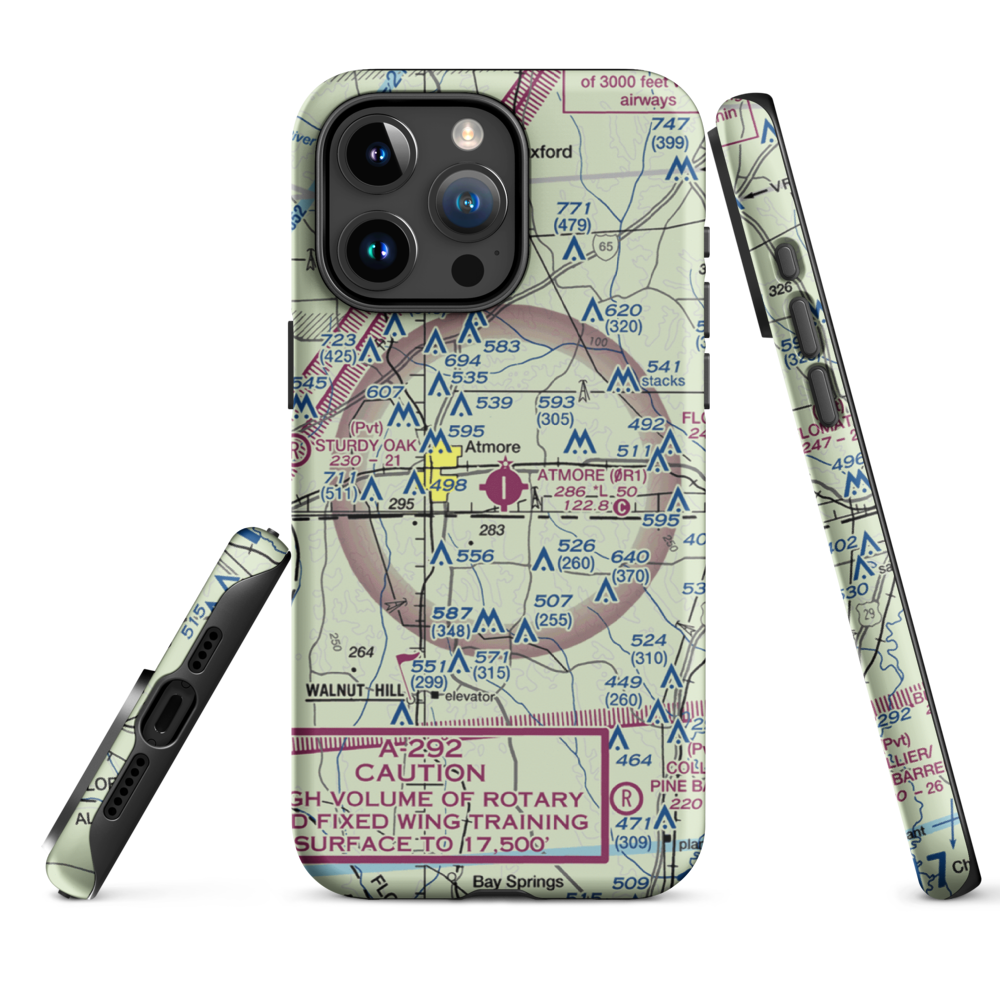 Atmore Municipal Airport (0R1) VFR Sectional  Tough iPhone Case iPhone 15 Pro Max model shown