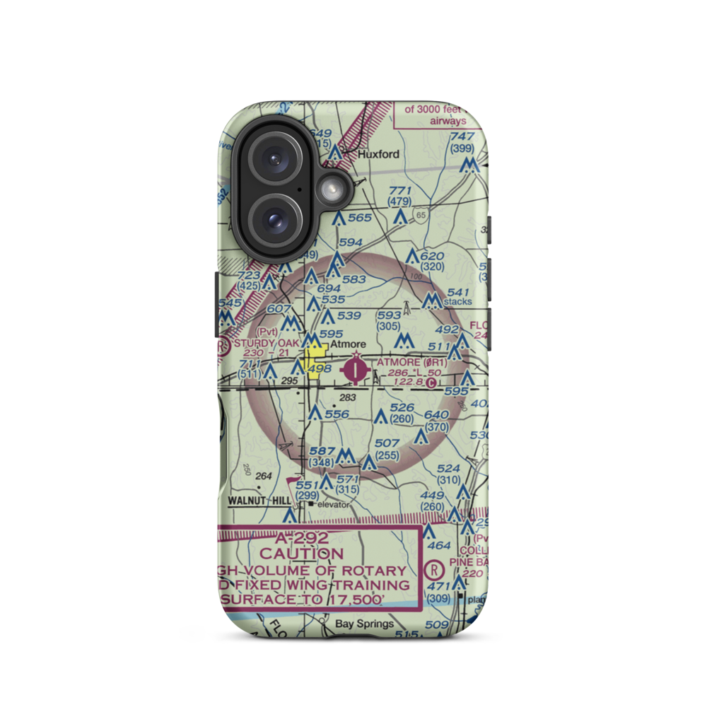 Atmore Municipal Airport (0R1) VFR Sectional  Tough iPhone Case iPhone 16 model shown