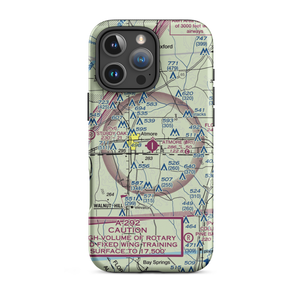 Atmore Municipal Airport (0R1) VFR Sectional  Tough iPhone Case iPhone 16 Pro Max model shown