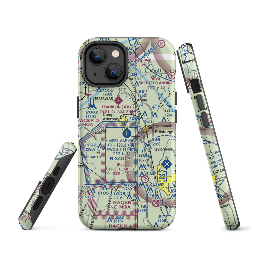 Atterbury Field (Camp Atterbury) (11II) VFR Sectional  Tough iPhone Case iPhone 14 model shown