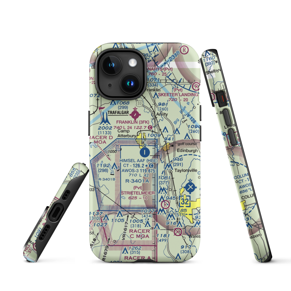 Atterbury Field (Camp Atterbury) (11II) VFR Sectional  Tough iPhone Case iPhone 15 model shown