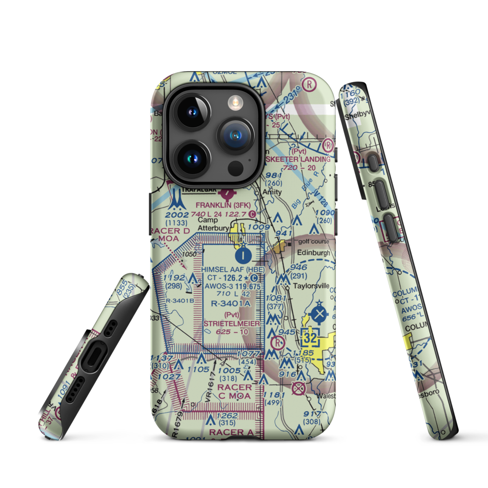 Atterbury Field (Camp Atterbury) (11II) VFR Sectional  Tough iPhone Case iPhone 15 Pro model shown