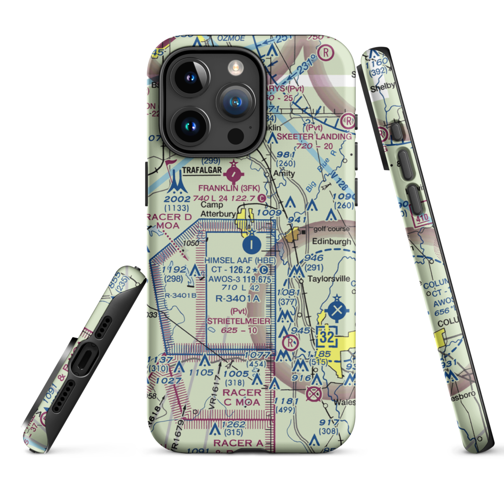 Atterbury Field (Camp Atterbury) (11II) VFR Sectional  Tough iPhone Case iPhone 15 Pro Max model shown