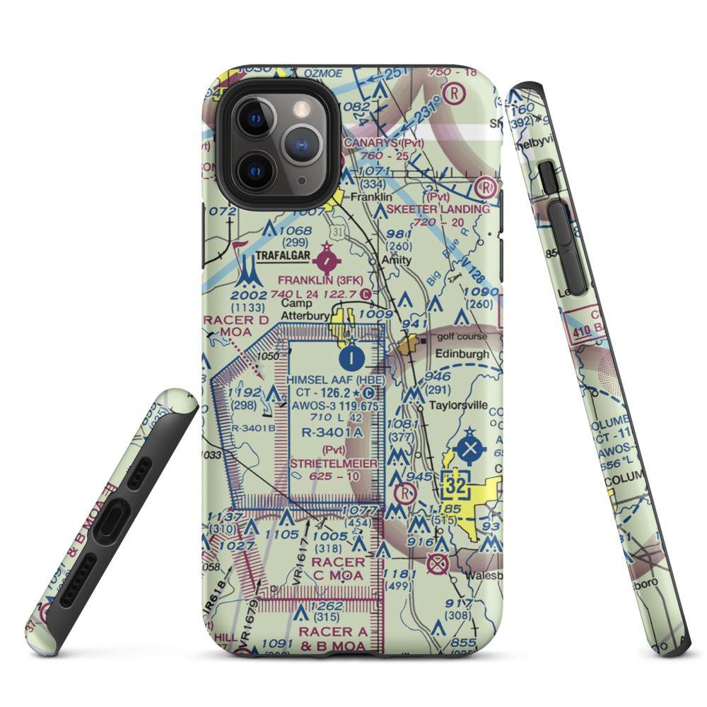 Atterbury Field (Camp Atterbury) (11II) VFR Sectional  Tough iPhone Case iPhone 11 Pro Max model shown