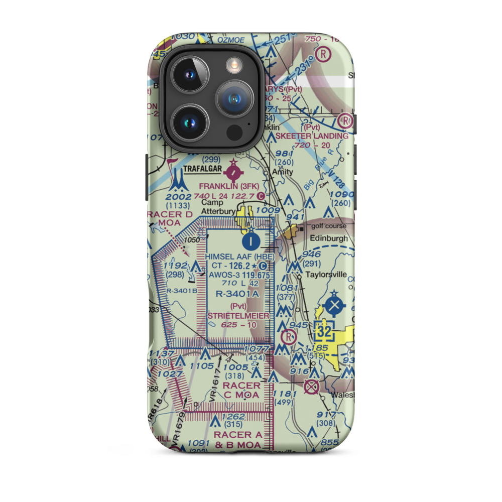 Atterbury Field (Camp Atterbury) (11II) VFR Sectional  Tough iPhone Case iPhone 16 Pro Max model shown
