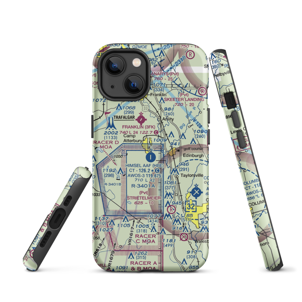 Atterbury Field (Camp Atterbury) (11II) VFR Sectional  Tough iPhone Case iPhone 13 model shown